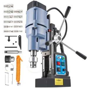 Magnetbohrmaschine 1550W für Heimwerk und Industrie mit variabler Geschwindigkeit, 50mm Max. Bohrdurchmesser, 11 Bohrer HSS 12-27mm