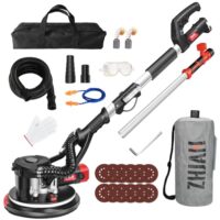 Trockenbauschleifer 880 W, max. Drehzahl 2100 U/min, 12x Ø 225 mm Schleifscheiben, LED-Beleuchtung, langer Staubschlauch und Aufbewahrungstasche