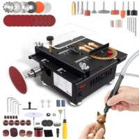 Miniatur Tischkreissäge mit 4 Klingen und 7 einstellbaren Geschwindigkeiten, ideal für DIY-Projekte und Handwerk