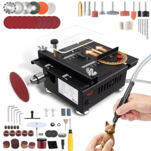 Miniatur Tischkreissäge mit 4 Klingen und 7 einstellbaren Geschwindigkeiten, ideal für DIY-Projekte und Handwerk