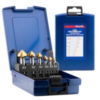 Präzisionsgeschliffener Kegelsenker Set HSS-G mit TiN-Beschichtung, 6-teilig, für Metall, Holz, Aluminium und Kunststoff, Ø 6,3-20,5 mm