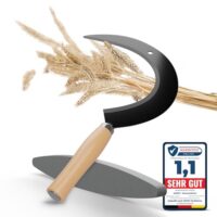 Traditionelle Sichel für Gras, Rundsichel mit Holzgriff, scharfe Sense für Gartenarbeit, umweltfreundlich und pflegeleicht