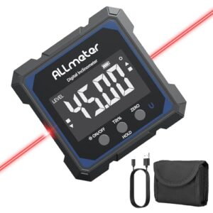 Digitaler Winkelmesser mit Laser, 4×90° Messbereich, Type-C, IP54 Wasserdicht für Holzarbeiten und Bau