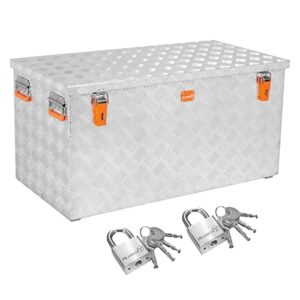 Alubox Werkzeugtruhe ABX-R250 aus Aluminium Riffelblech, 250 Liter Fassungsvermögen, mit 2 Edelstahl-Schlossern und robusten Konstruktion für sicheres Werkzeughalten