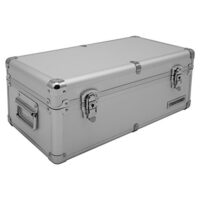 Aluminium Rahmenkoffer, silberner Transportbox mit 19 Liter Fassungsvermögen, abschließbare Werkzeugkiste für verschiedene Zwecke