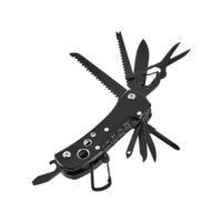 Amazon Basics 15-in-1-Multifunktions-Taschenmesser mit Tasche, Schwarz - Ein multifunktionales Werkzeug für Outdoor-Aktivitäten, inklusive Tasche und Gurtschlaufe.