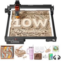 ATOMSTACK 12 W Lasergravierer, A10 PRO V2 Laserschneider, hochpräzise Lasergravurmaschine für Holz und Metall, dunkles Acryl, Glas, Leder (Schwarz)