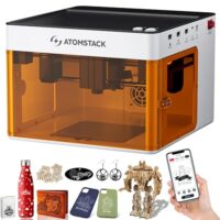 ATOMSTACK P1 Geschlossener Lasergravierer, Mini-Lasermaschine für Holzarbeiten, 5W Tragbarer Laserschneider mit kostenlosem AtomStack-Software-Paket und Gravurbereich von 110x110mm