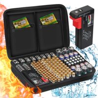 Batterie-Aufbewahrungsbox, feuerfeste Tragetasche für Batterien von AAA bis D Größe