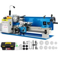 Hochwertige Metalldrehmaschine 7x14 Zoll mit 550W Motor und variabler Drehzahl von 50-2500 RPM. Ideal für Tischdrehmaschinen, Modellbau, Probenbearbeitung und Mini-Präzisionsteile.