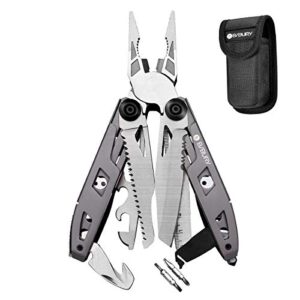 BIBURY 18 in 1 Multitool Zange, Titan-Griff Design, multifunktionales Werkzeug für Camping und Reparaturen