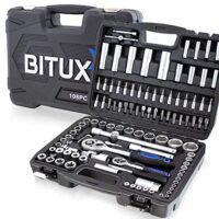 BITUXX 108 Teiliges Werkzeugkoffer mit Steckschlüsselset und Werkzeugkasten für Heimwerker