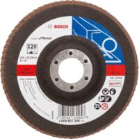 Bosch Fächerschleifscheibe für Winkelschleifer, verschiedene Materialien, gerade Ausführung, Ø 125 mm, Körnung 120, Schwarz
