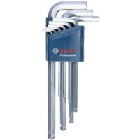 Bosch Professional Winkelschlüssel Set Hex 9-teilig (1.5 - 10.0 mm) mit verschiedenen Winkelgrößen für Bau- und Innenausbauarbeiten