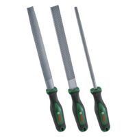 Bosch Raspel Set 3-teilig, robustes Holzraspel Set mit Flach-, Halbrund- und Rundraspel, Hartkohlenstoffstahl, Schaftlänge 200mm, Mittlerer Hieb 2, Ergonomischer Handgriff mit Softgrip