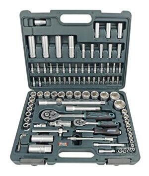 Brüder Mannesmann Steckschlüsselsatz, 1/4" Zoll und 1/2" Zoll, 94-teilig, Chrom-Vanadium-Spezialstahl, in Kunststoffkoffer