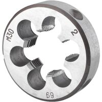 Burkit Metrischer M30 x 2 Runder Gewindenschneider für Rechtshänder, hochwertiges Schneideisen aus legiertem Werkzeugstahl für Herstellung von rechten Gewinden mit 30 mm Durchmesser und 2,0 mm Teilung