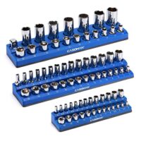 Magnetischer Schraubenhalter für Werkzeuge - 3-teiliges Set mit 1/4", 3/8" und 1/2" Treibern - Für bis zu 75 Metrische Schraubensätze geeignet - Blauer Polypropylenbau