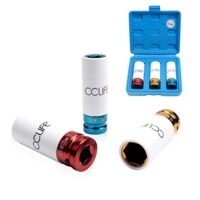 CCLIFE 3-teiliger Steckschlüsselsatz mit Schoneinsätzen für 1/2 Zoll Alufelgen, Cr-Mo-Schlagschrauber und Nüsse für Radwechsel