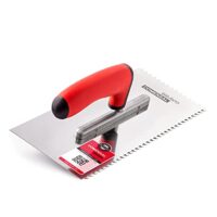 Ergonomisch geformte Zahnkelle aus Profi-Edelstahl für die Fliesenverlegung, Größe 270 x 130 mm