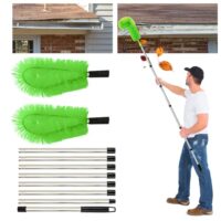 Dachrinnenreiniger mit Teleskopstiel, 8Pcs Dachrinnenbürste, Reinigung von Blättern, Schmutz, Fenstern und Dachrinnen