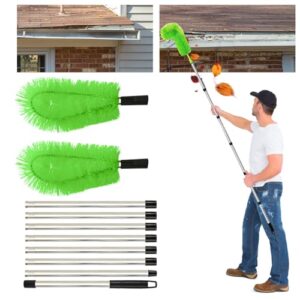 Dachrinnenreiniger mit Teleskopstiel, 8Pcs Dachrinnenbürste, Reinigung von Blättern, Schmutz, Fenstern und Dachrinnen