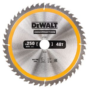 DEWALT Kreissägeblatt DT1957 für Stationärsägen, Sägeblatt ø 250/30 mm, Schnittbreite: 3,0 mm, 48 Zähne, Wechselzahn, Universal-Einsatz