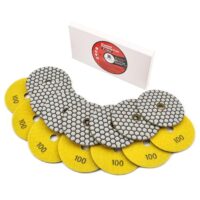 Diamant-Polierscheiben-Set mit 7 Stücken à 100 mm für Trockendiamant-Polieren von Granit, Marmor, Kunststein und Quarz