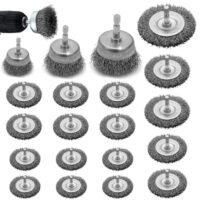 Drahtbürsten für Bohrmaschinen, 20 Stück Set, inkl. Sechskantstange und Gewellter Stahldraht für Schleifen, Polieren, Entrosten