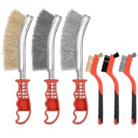 6-teiliges Drahtbürsten Set mit Edelstahl-, Messing- und Nylonbüchsen für die Reinigung von Stahlteilen, Maschinen und unbearbeiteten Metallteilen.