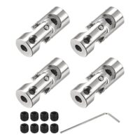 Drehbare Kreuzgelenk Wellenkupplung für RC Modelle, 4 Stück, 3.17mm bis 4mm Innendurchmesser, L23 x D9, mit Schrauben und Schraubenschlüssel