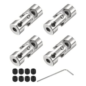 Drehbare Kreuzgelenk Wellenkupplung für RC Modelle, 4 Stück, 3.17mm bis 4mm Innendurchmesser, L23 x D9, mit Schrauben und Schraubenschlüssel