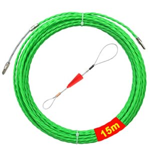 Einziehspirale 15m Polyester Einziehdraht mit Führungsfeder für Kabelverlegung in Leerrohr oder Installationsrohr, ideal für Stromkabeln oder Leitungen