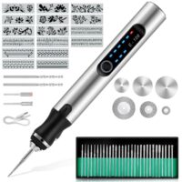 Elektrische Gravierstift, Multifunktionaler Gravierwerkzeugsatz, D12 Tragbare Drahtlose Gravurwerkzeug, Wiederaufladbarer USB, DIY Drehwerkzeug für Glas, Holz, Metall, Stein, Kunststoff