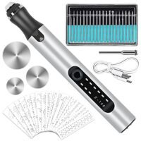 Elektrischer Gravierstift, multifunktionales Gravierwerkzeugsatz, tragbar, drahtlos, gravurwerkzeug, Ätzstift für DIY Schmuck, Metall, Glas, Kunststoff, Holz, Keramik, Stein
