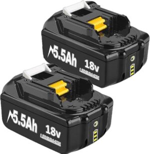 2X 18V 5,5Ah/5500mAh Ersatzakku für Makita Werkzeugakku, kompatibel mit BL1850B, BL1860B, BL1840B, BL1830, BL1835, BL1845 und LXT-400
