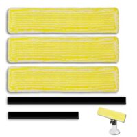 Ersatzteile für Kärcher Fenstersauger, 3 Stück Zubehör Mikrofaser-Wischbezüge und 2 Stück Gummilippe Abzieher, hochwertige Reinigungstuch-Pads, Ersatzlippen, hohe Reinigungsleistung
