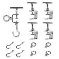 EXLECO 4er 0-25mm Einstellbare C Klemme aus Edelstahl mit Haken und Ringschrauben für Holzarbeiten, Schweißen und Tischlerei
