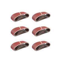 Gebrauchte Gewebe-Schleifbänder in einem Mixpack mit 25 Stücken für Bandschleifer und Schleifpapiere. Hochwertige Schleifbänder für Holz, Farbe, Lack, Kunststoff, Putz und Metalloberflächen.
