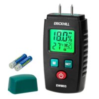 Feuchtigkeitsmessgerät mit LCD-Display und grüner Hintergrundbeleuchtung, ideal für Holzarbeiter, Bodenleger und Hausbesitzer