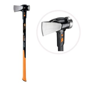 Fiskars Spaltaxt IsoCore XXL zum Spalten von Stammstücken oder zum Eintreiben von Keilen, 92 cm lang, 3,6 kg schwer, Schwarz/Orange