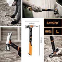 Fiskars Universalhammer IsoCore L zum Einschlagen von Nägeln, 34 cm lang, 0,91 kg schwer, Schwarz/Orange