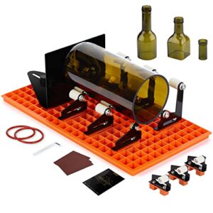 Glasflaschenschneider Set mit aufsteckbarer Montagebasis und verstellbarem Abweiser für eckige und runde Flaschen, komplettes Flaschenschneider-Set mit Zubehör