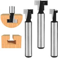 Flintronic 3-tlg Fräser Set, Nutenfräser für Holzbearbeitung, Oberfräse Fräser, Hartlegierung, 1/2", 3/8" und 5/16"