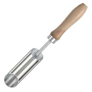 Edelstahlpflanzwerkzeug für Blumenzwiebeln, Zwiebeleinsaat, Frühlingszwiebeln und Lochgräber, ergonomischer Holzgriff, hochglanzpoliert