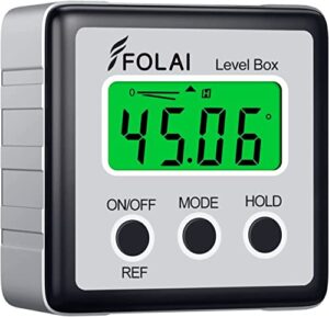 FOLAI Digitaler LCD Winkelmesser, Neigungsmesser und Inclinometer mit digitaler Anzeige, Batterie enthalten