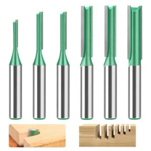 6 Stück Nutfräser mit 8mm Schaftdurchmesser für professionelle und heimwerker-Holzbearbeitungen, hochwertige Hartmetallklingen und legiertes Stahlgehäuse