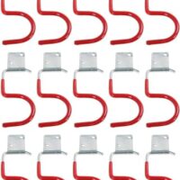15er Set Gartengerätehalter, rot, Haken, Besenhalter, Werkzeughalter, Wandhalterung, Anti-Rutsch-Gummierung