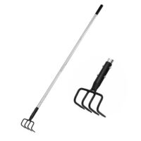 Gartenhacken zum Unkraut jäten, 4 Zinken Handkultivator, Gartengrubber mit langem Stiel, zum Pflügen, Wenden, Belüften, Jäten Long Hand Cultivator