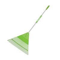 Ergonomischer Gartenrechen für optimalen Komfort, effizientes Laub entfernen mit verstärktem Rechenkopf und faltbarem Griff.